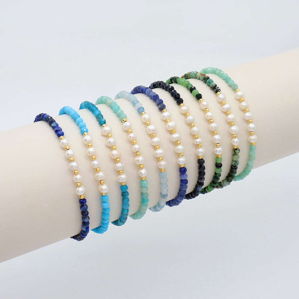 Wholesale Custom Factory Fashion Jewelry Adjustable Handmade Natural Stone Beads Bracelet Fresh Water Pearl Bracelet