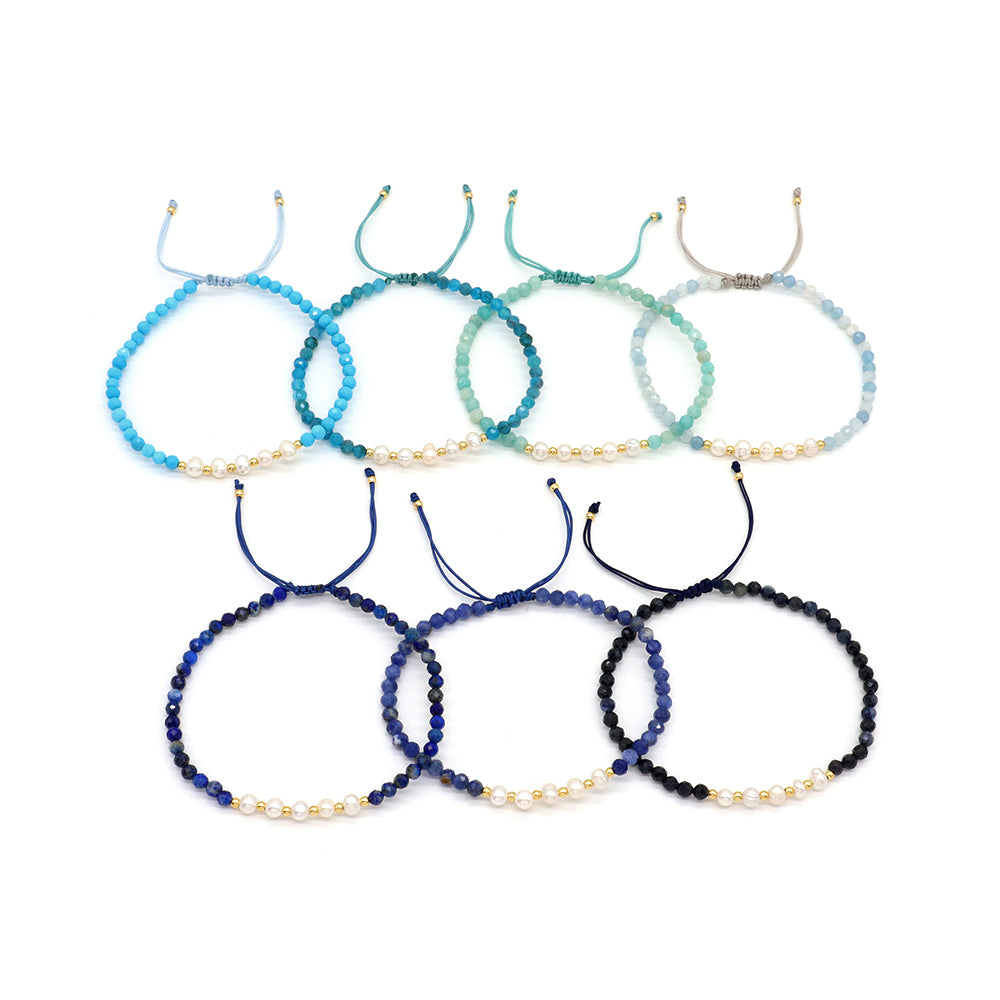 Wholesale Custom Factory Fashion Jewelry Adjustable Handmade Natural Stone Beads Bracelet Fresh Water Pearl Bracelet