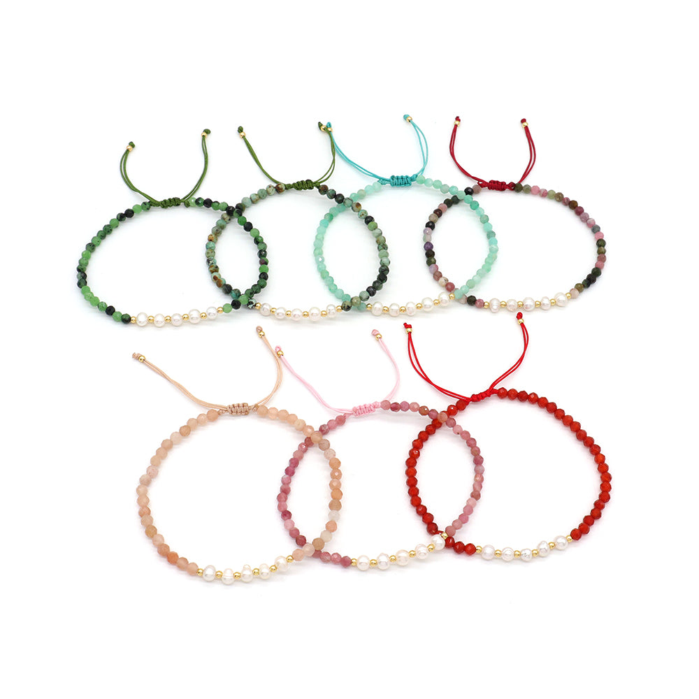 Wholesale Custom Factory Fashion Jewelry Adjustable Handmade Natural Stone Beads Bracelet Fresh Water Pearl Bracelet