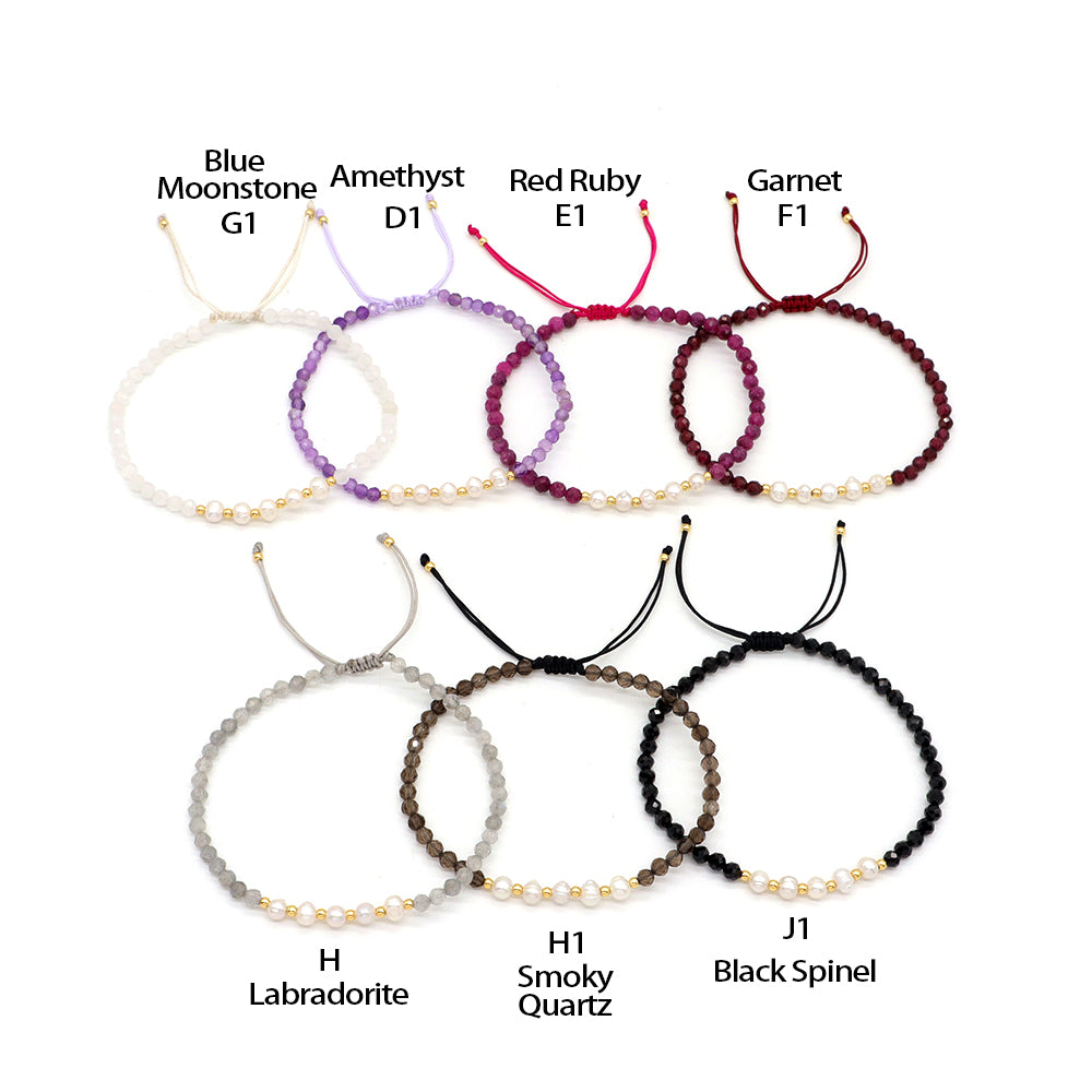 Wholesale Custom Factory Fashion Jewelry Adjustable Handmade Natural Stone Beads Bracelet Fresh Water Pearl Bracelet