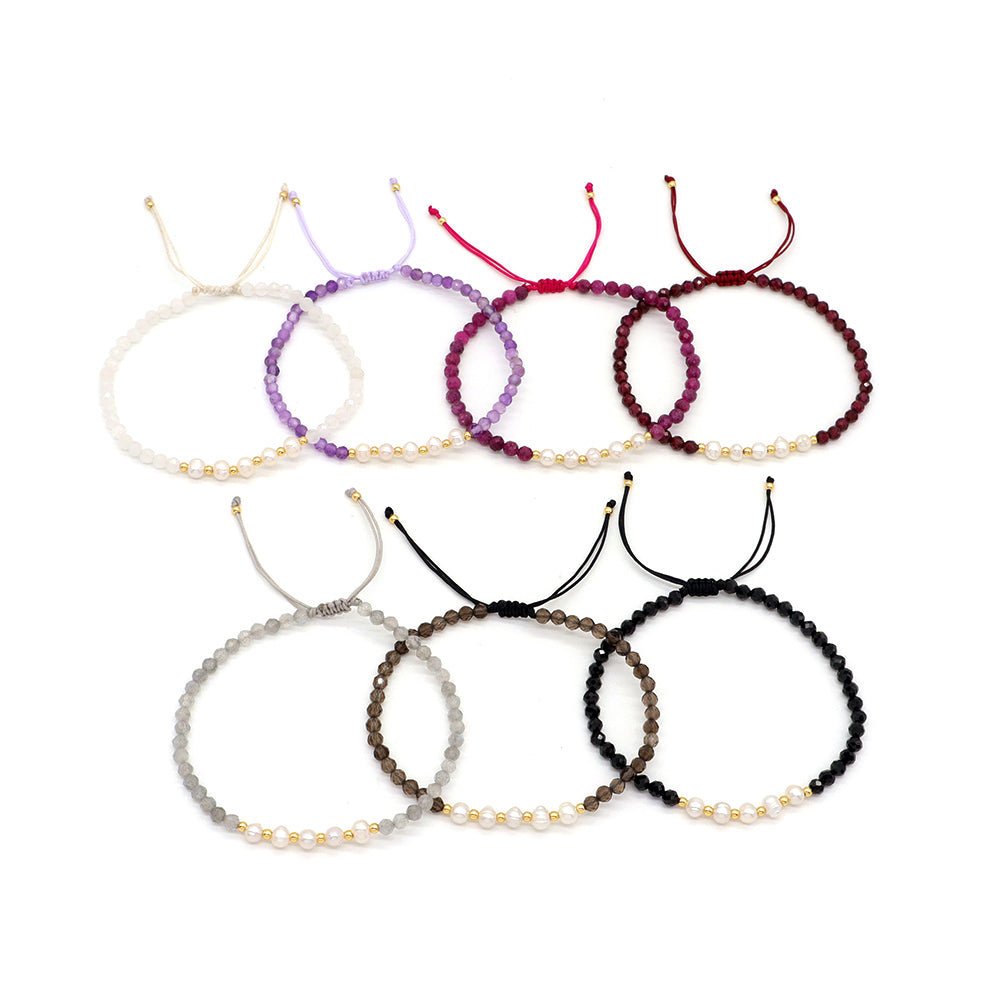 Wholesale Custom Factory Fashion Jewelry Adjustable Handmade Natural Stone Beads Bracelet Fresh Water Pearl Bracelet