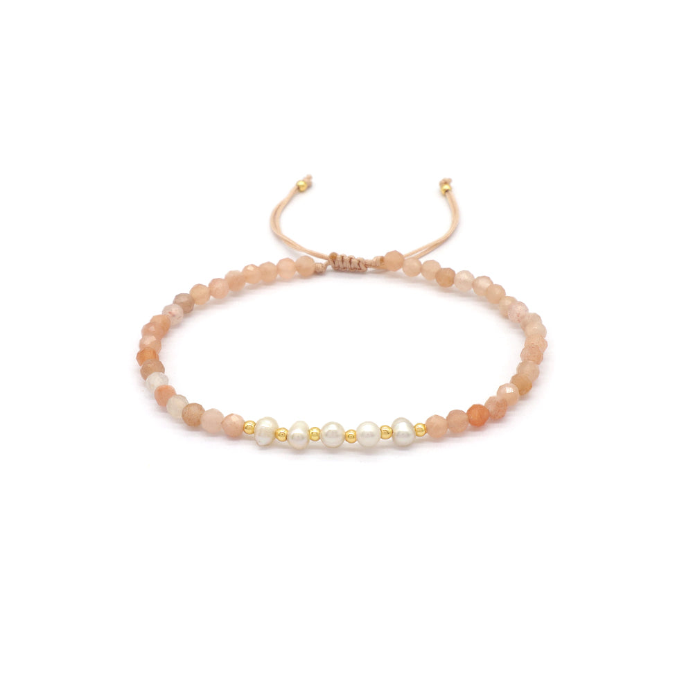 Wholesale Custom Factory Fashion Jewelry Adjustable Handmade Natural Stone Beads Bracelet Fresh Water Pearl Bracelet