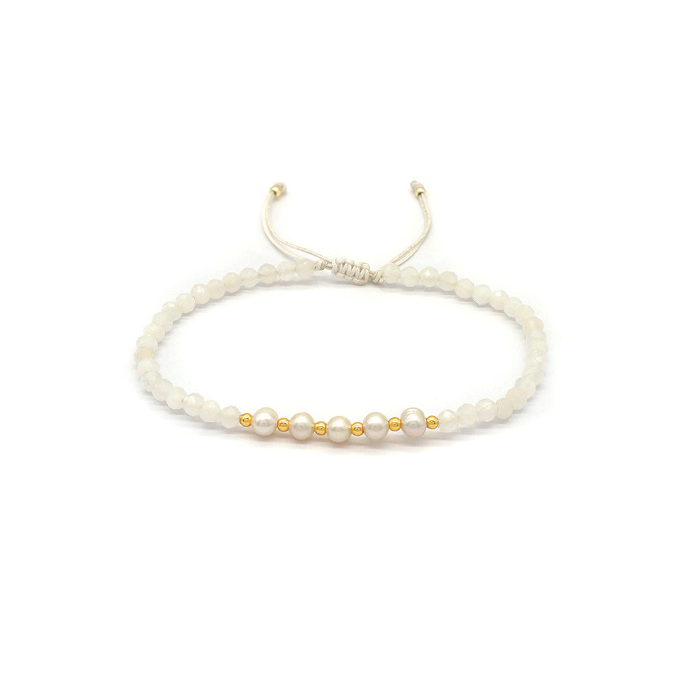 Wholesale Custom Factory Fashion Jewelry Adjustable Handmade Natural Stone Beads Bracelet Fresh Water Pearl Bracelet