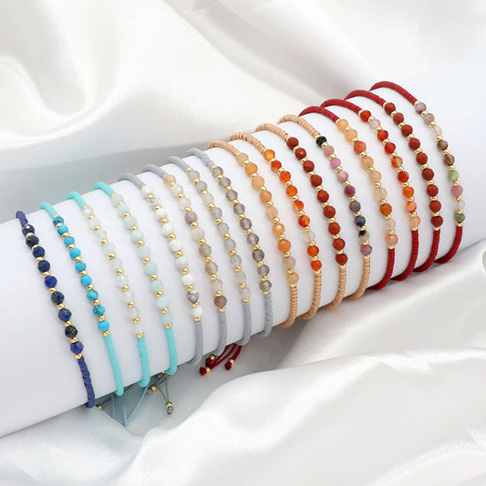 Custom Fashion Handmade Wholesale Women Adjustable OEM Macrame MIYUKI Natural Stone Bracelet