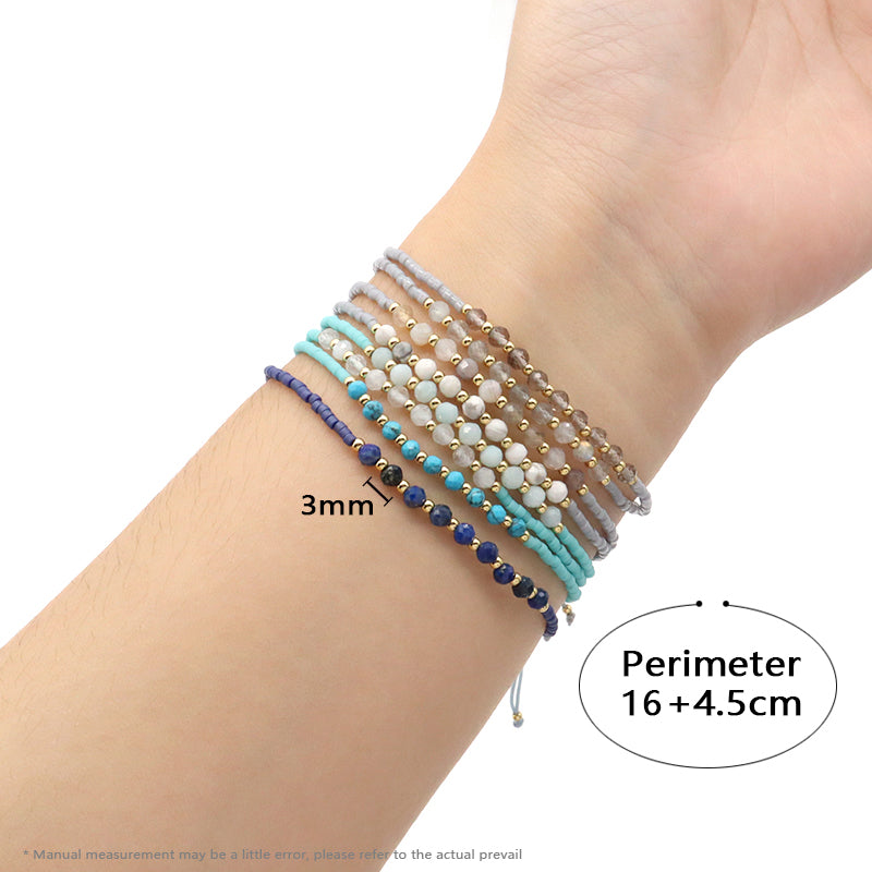 Custom Fashion Handmade Wholesale Women Adjustable OEM Macrame MIYUKI Natural Stone Bracelet