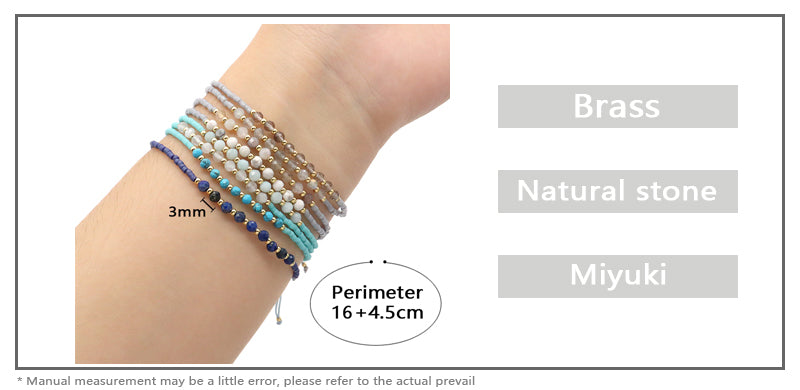 Custom Fashion Handmade Wholesale Women Adjustable OEM Macrame MIYUKI Natural Stone Bracelet