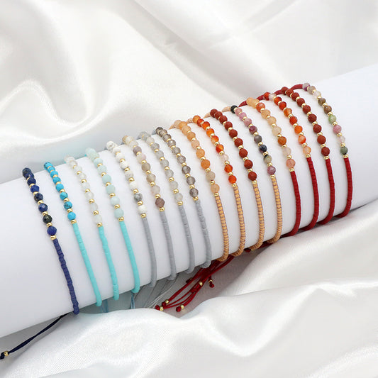 Custom Fashion Handmade Wholesale Women Adjustable OEM Macrame MIYUKI Natural Stone Bracelet