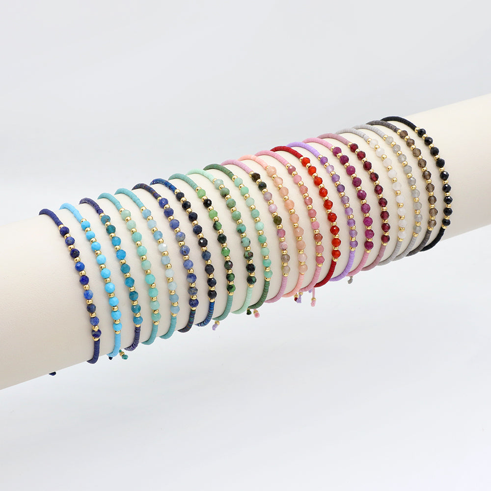 Custom Fashion Handmade Wholesale Women Adjustable OEM Macrame MIYUKI Natural Stone Bracelet