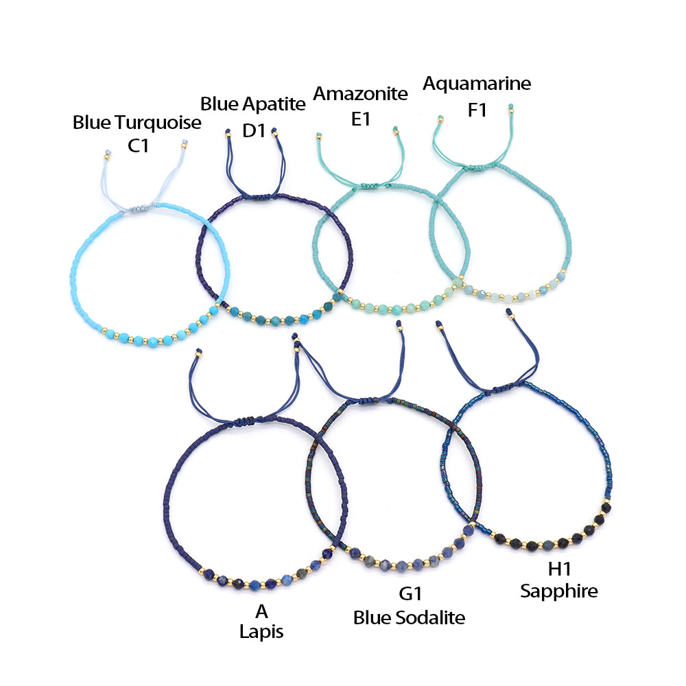 Custom Fashion Handmade Wholesale Women Adjustable OEM Macrame MIYUKI Natural Stone Bracelet