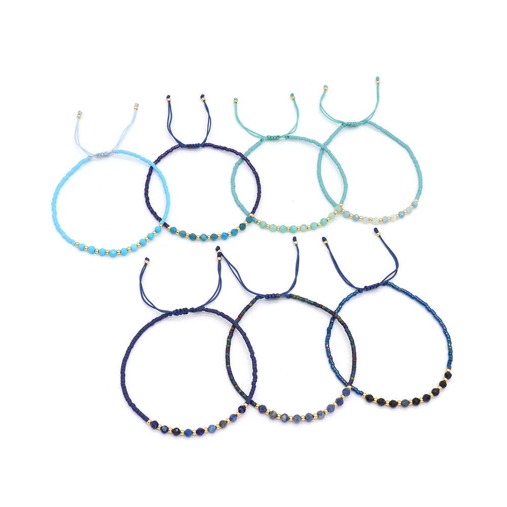 Custom Fashion Handmade Wholesale Women Adjustable OEM Macrame MIYUKI Natural Stone Bracelet