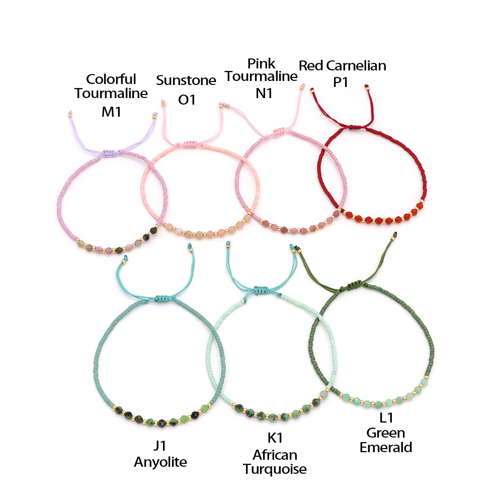 Custom Fashion Handmade Wholesale Women Adjustable OEM Macrame MIYUKI Natural Stone Bracelet