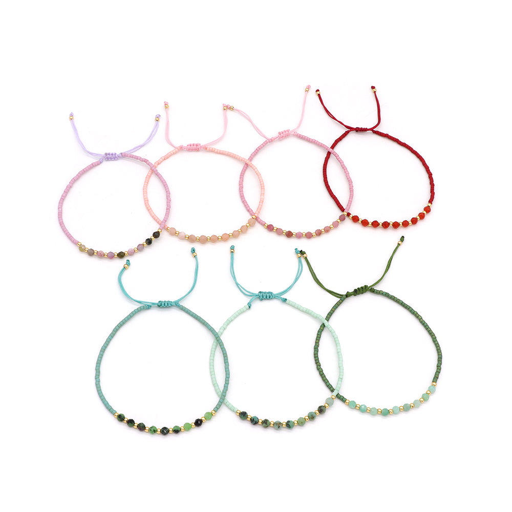 Custom Fashion Handmade Wholesale Women Adjustable OEM Macrame MIYUKI Natural Stone Bracelet