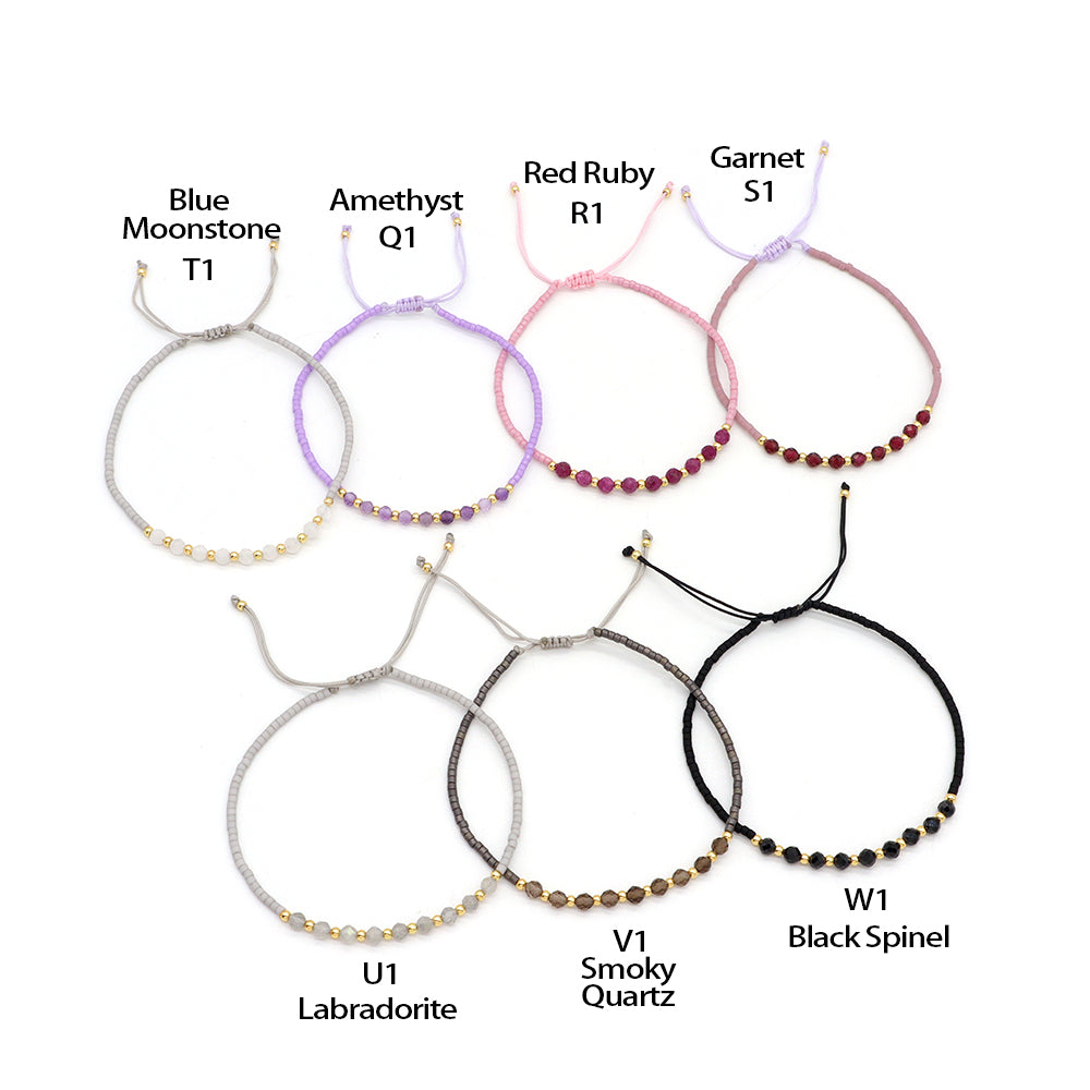 Custom Fashion Handmade Wholesale Women Adjustable OEM Macrame MIYUKI Natural Stone Bracelet