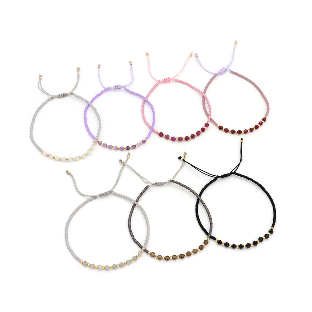 Custom Fashion Handmade Wholesale Women Adjustable OEM Macrame MIYUKI Natural Stone Bracelet