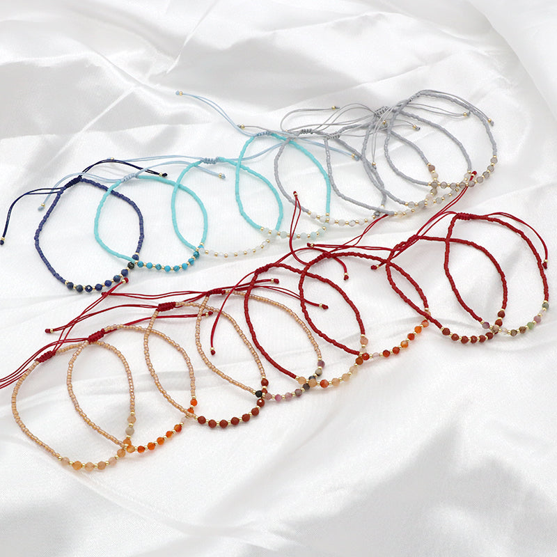 Custom Fashion Handmade Wholesale Women Adjustable OEM Macrame MIYUKI Natural Stone Bracelet