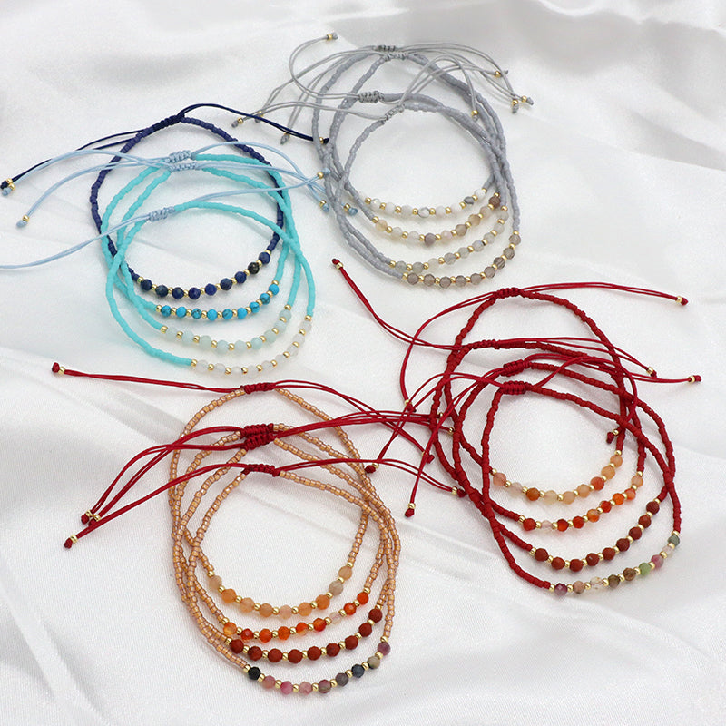 Custom Fashion Handmade Wholesale Women Adjustable OEM Macrame MIYUKI Natural Stone Bracelet