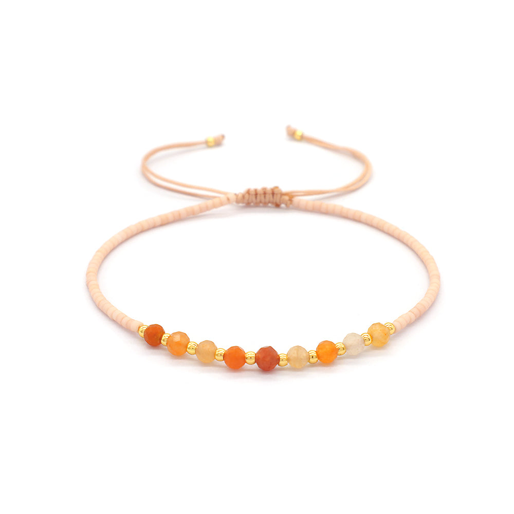 Custom Fashion Handmade Wholesale Women Adjustable OEM Macrame MIYUKI Natural Stone Bracelet