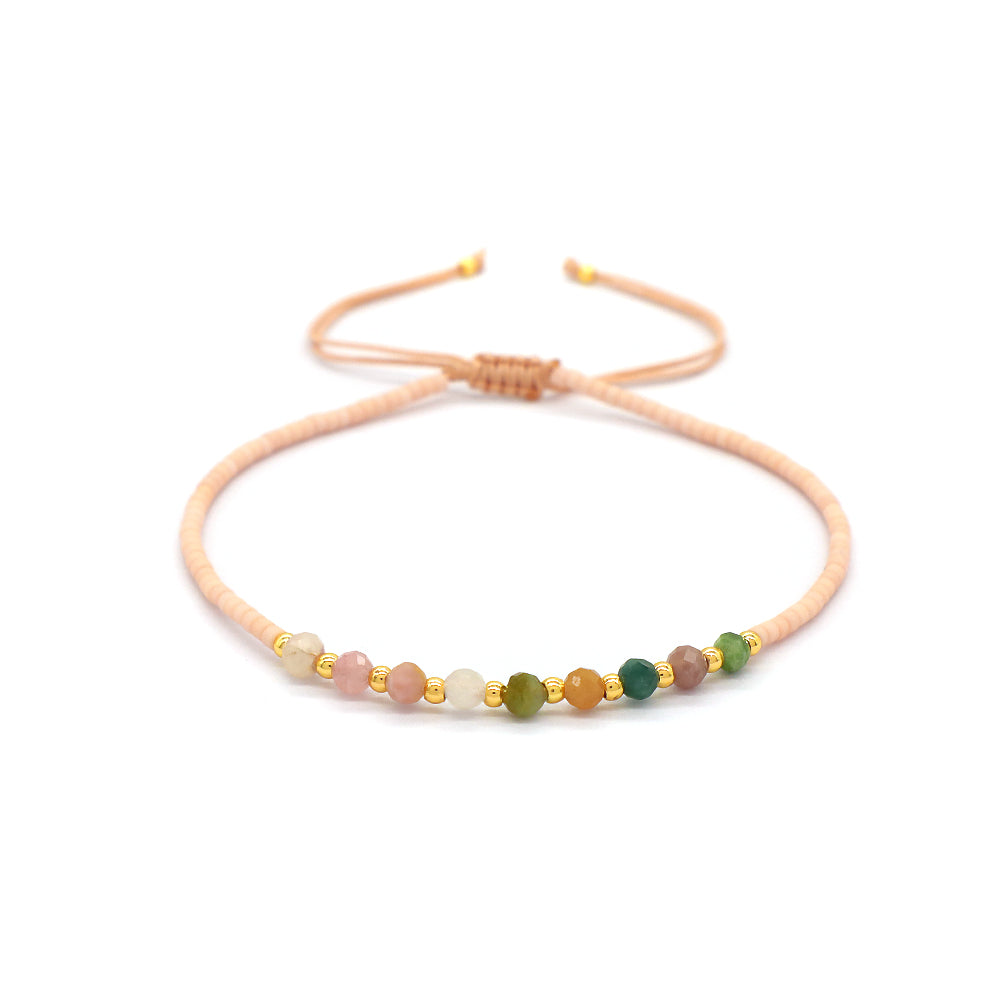 Custom Fashion Handmade Wholesale Women Adjustable OEM Macrame MIYUKI Natural Stone Bracelet