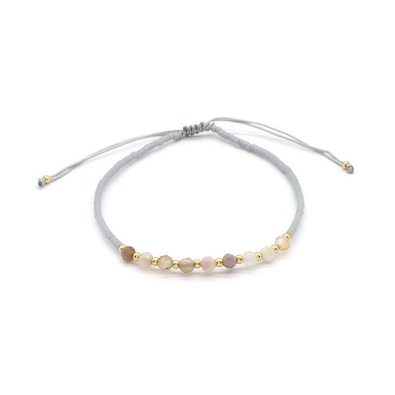 Custom Fashion Handmade Wholesale Women Adjustable OEM Macrame MIYUKI Natural Stone Bracelet
