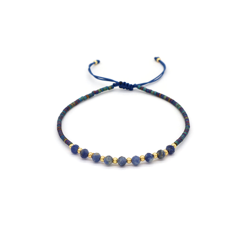 Custom Fashion Handmade Wholesale Women Adjustable OEM Macrame MIYUKI Natural Stone Bracelet