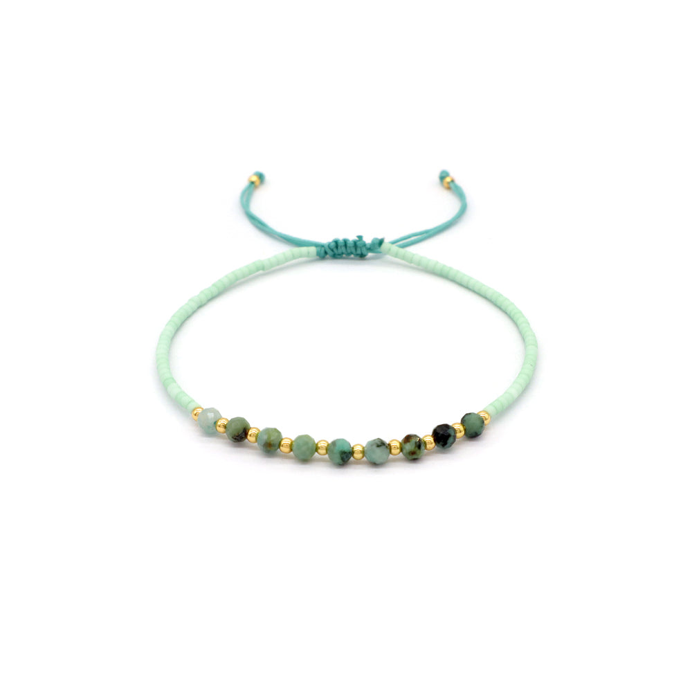 Custom Fashion Handmade Wholesale Women Adjustable OEM Macrame MIYUKI Natural Stone Bracelet