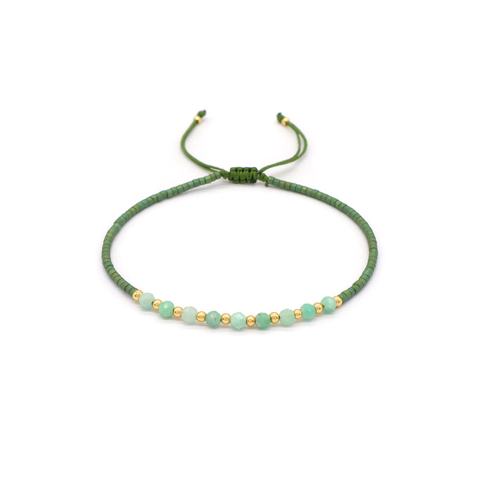 Custom Fashion Handmade Wholesale Women Adjustable OEM Macrame MIYUKI Natural Stone Bracelet