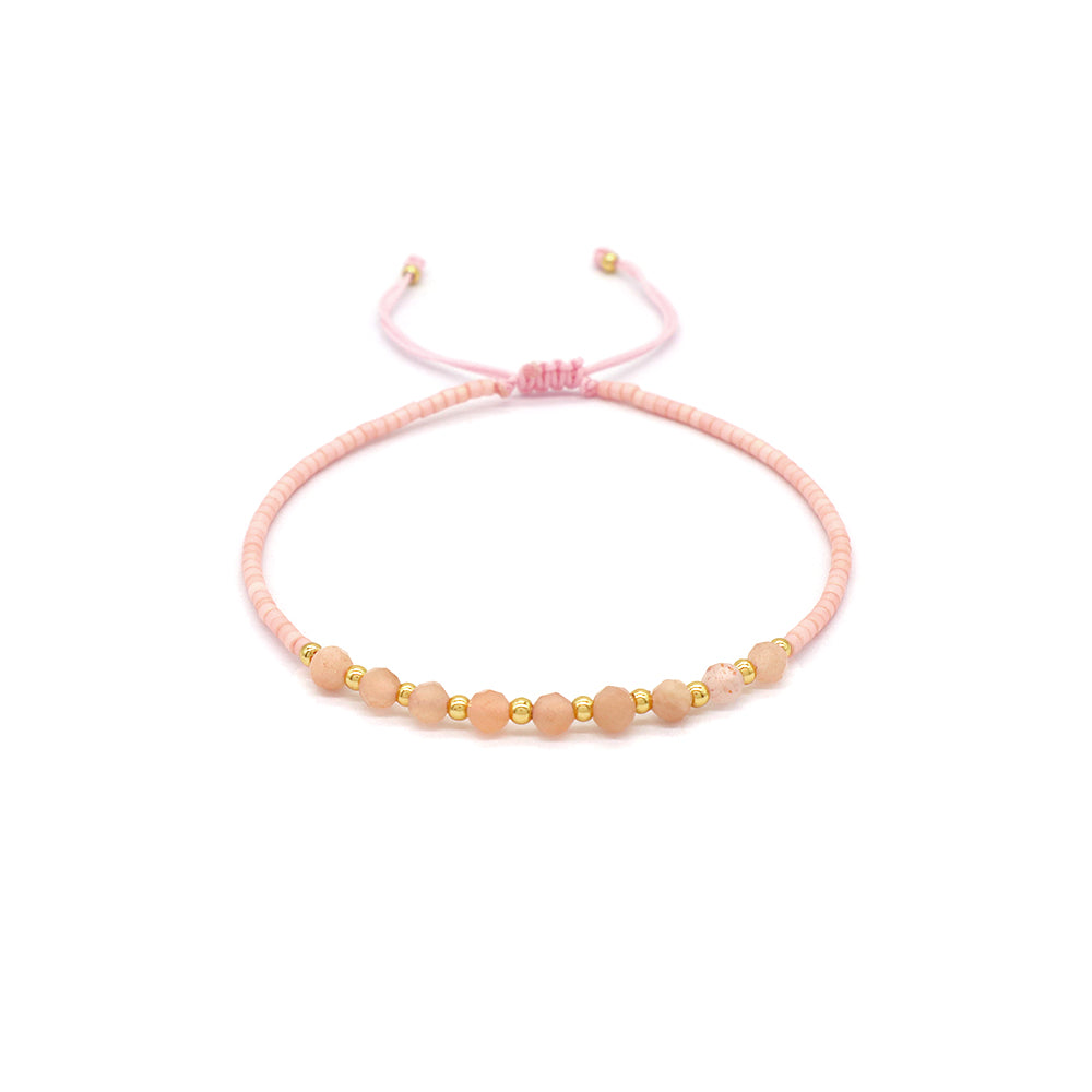 Custom Fashion Handmade Wholesale Women Adjustable OEM Macrame MIYUKI Natural Stone Bracelet