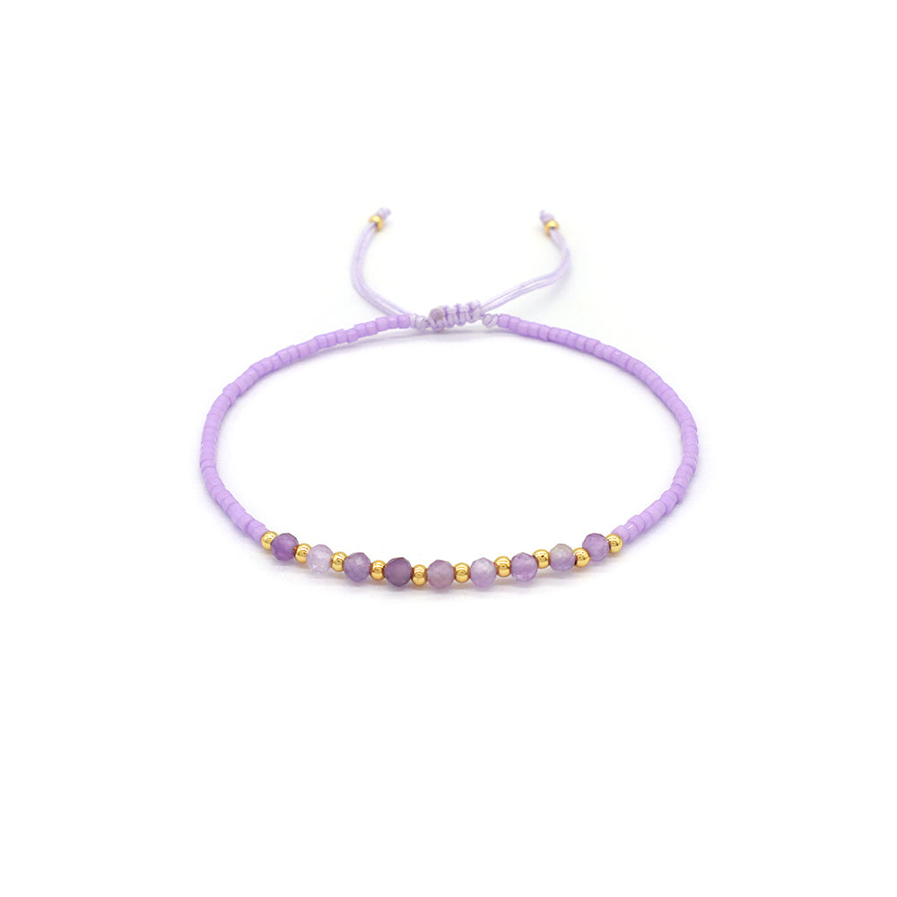 Custom Fashion Handmade Wholesale Women Adjustable OEM Macrame MIYUKI Natural Stone Bracelet