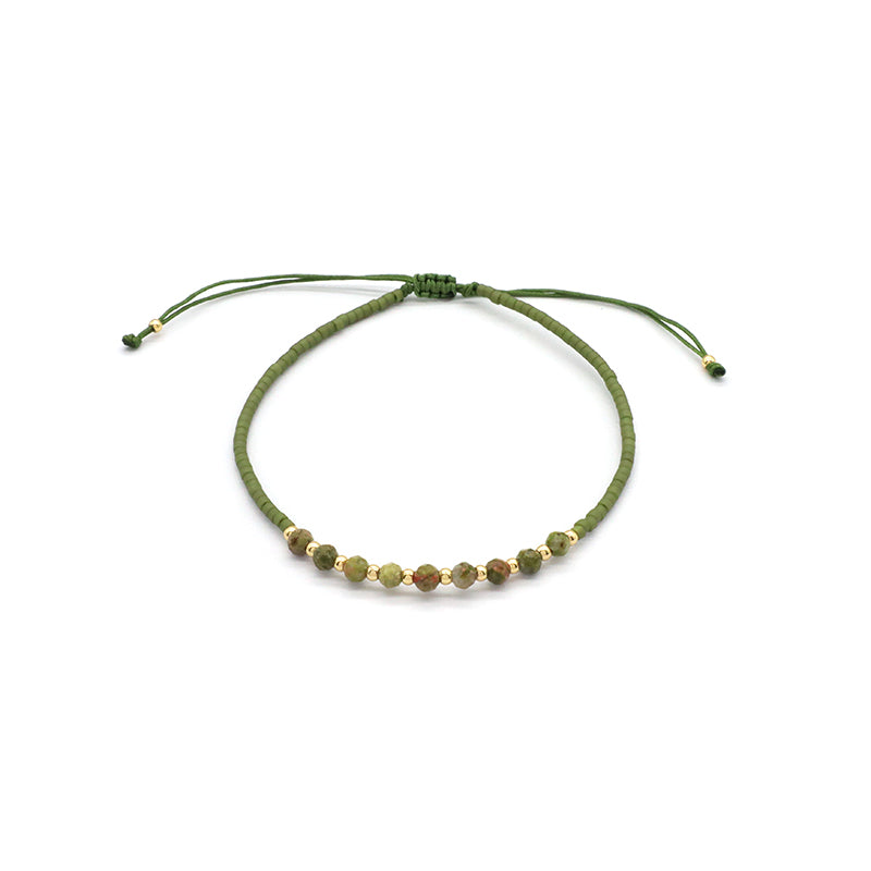 Custom Fashion Handmade Wholesale Women Adjustable OEM Macrame MIYUKI Natural Stone Bracelet