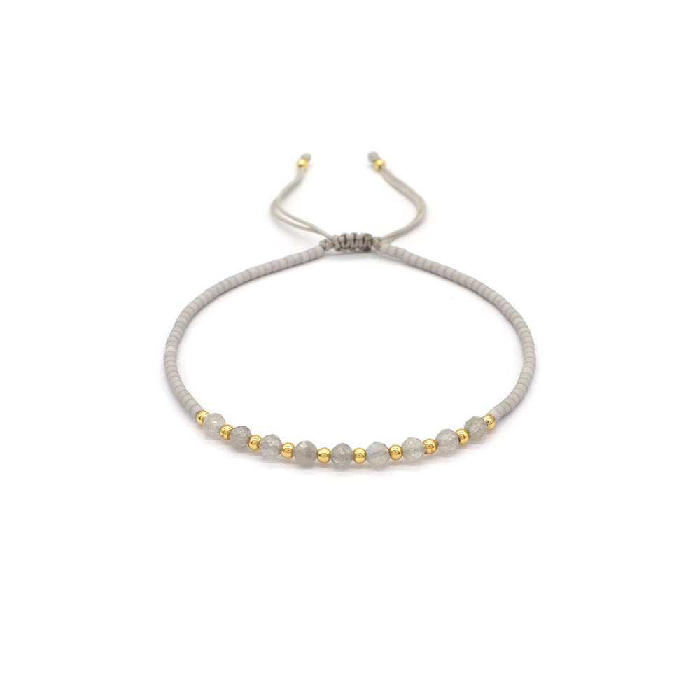 Custom Fashion Handmade Wholesale Women Adjustable OEM Macrame MIYUKI Natural Stone Bracelet