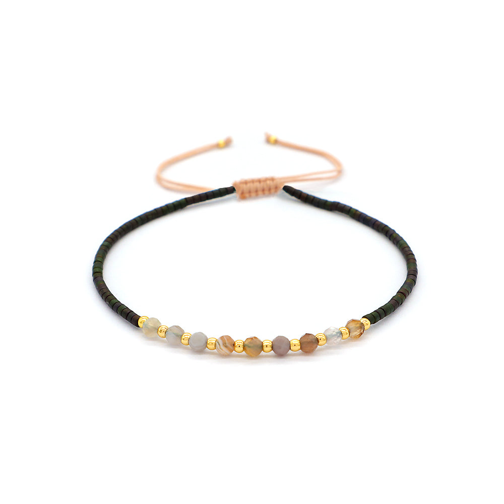 Custom Fashion Handmade Wholesale Women Adjustable OEM Macrame MIYUKI Natural Stone Bracelet