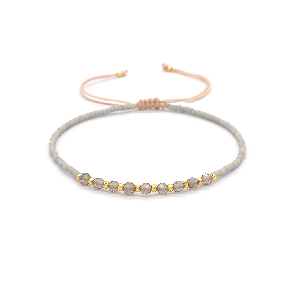 Custom Fashion Handmade Wholesale Women Adjustable OEM Macrame MIYUKI Natural Stone Bracelet