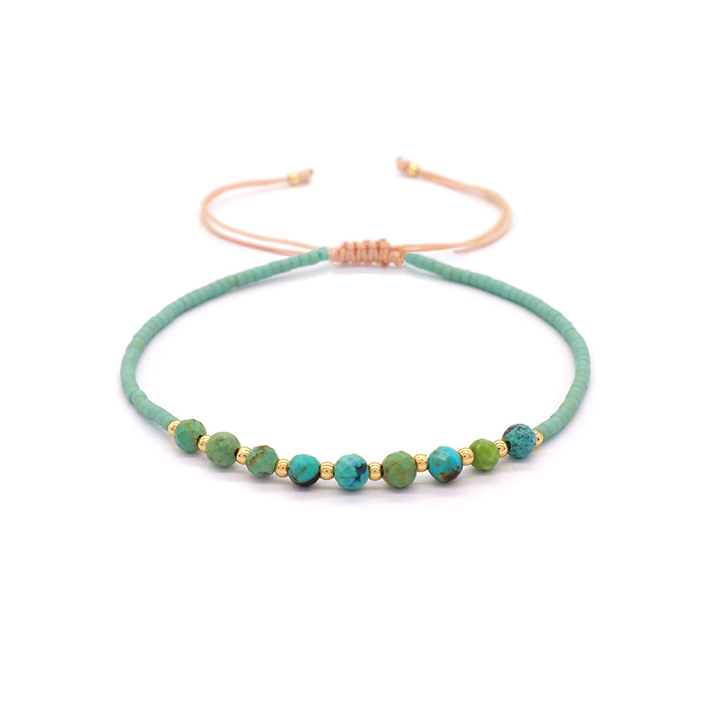 Custom Fashion Handmade Wholesale Women Adjustable OEM Macrame MIYUKI Natural Stone Bracelet