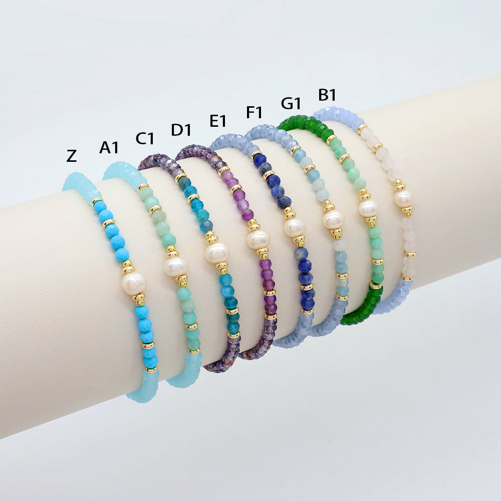 OEM Customized Fashion Handmade Wholesale Women Macrame Gold Plated Charm Adjustable Fresh Water Pearl Natural Stone Bracelet