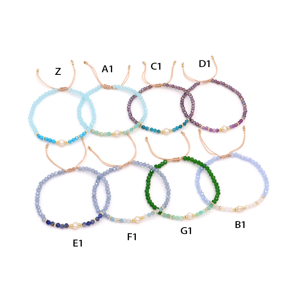 OEM Customized Fashion Handmade Wholesale Women Macrame Gold Plated Charm Adjustable Fresh Water Pearl Natural Stone Bracelet