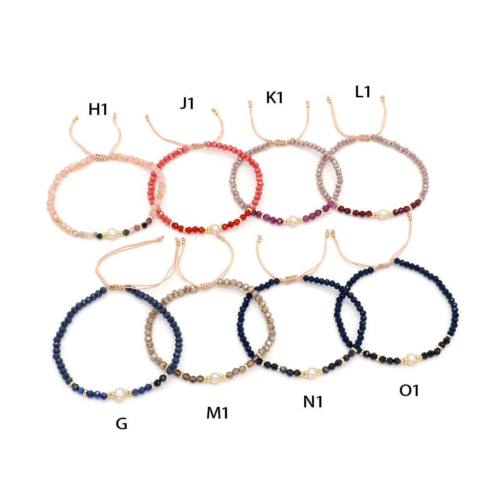 OEM Customized Fashion Handmade Wholesale Women Macrame Gold Plated Charm Adjustable Fresh Water Pearl Natural Stone Bracelet