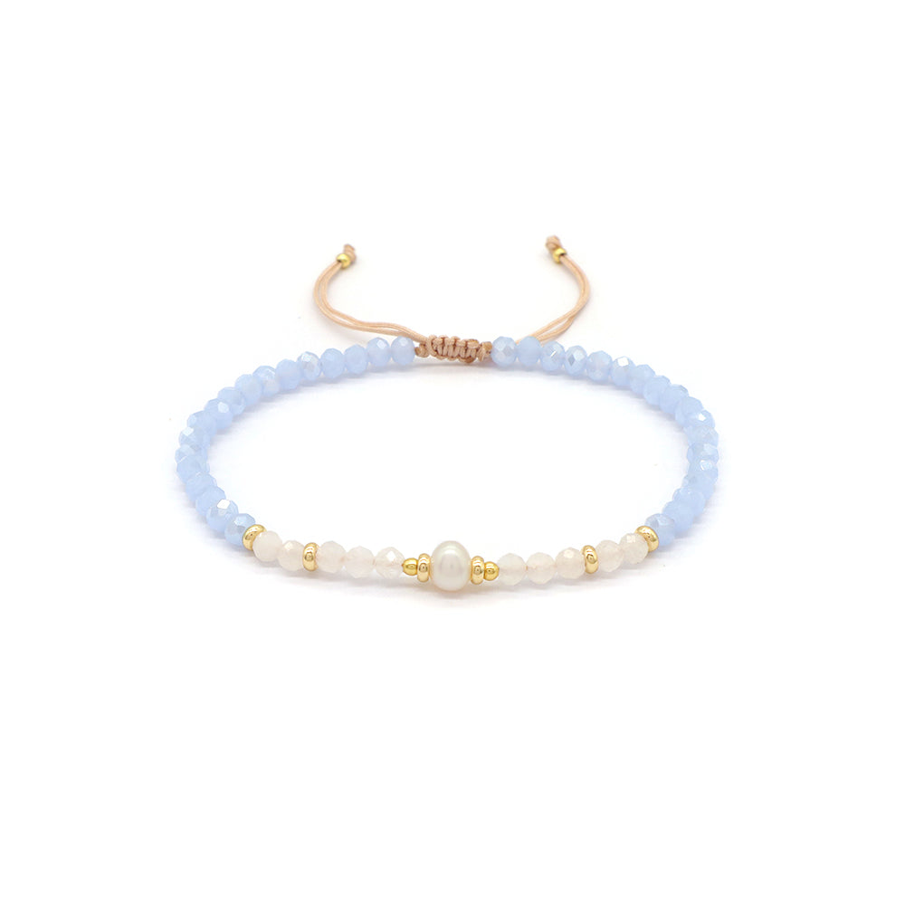 OEM Customized Fashion Handmade Wholesale Women Macrame Gold Plated Charm Adjustable Fresh Water Pearl Natural Stone Bracelet