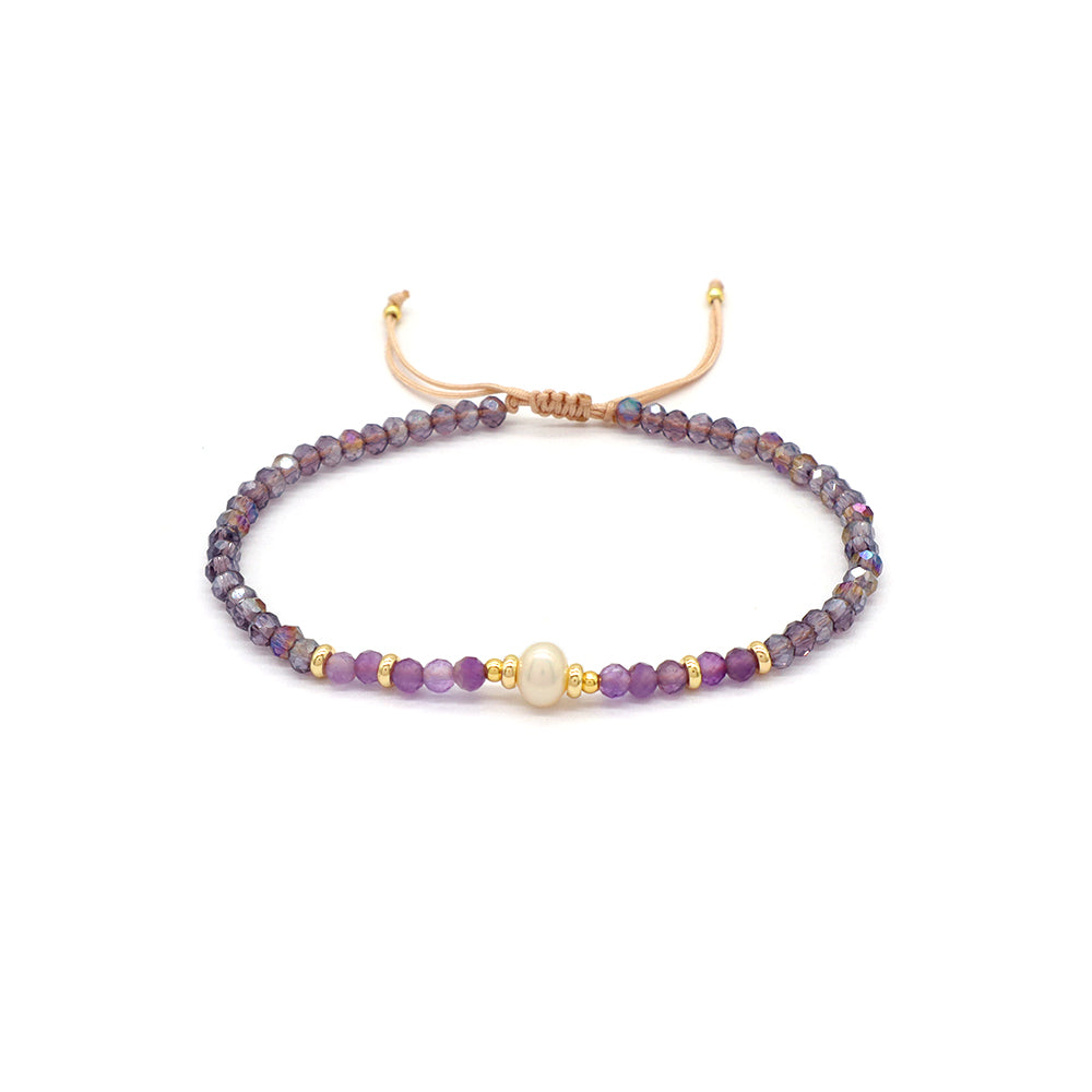 OEM Customized Fashion Handmade Wholesale Women Macrame Gold Plated Charm Adjustable Fresh Water Pearl Natural Stone Bracelet