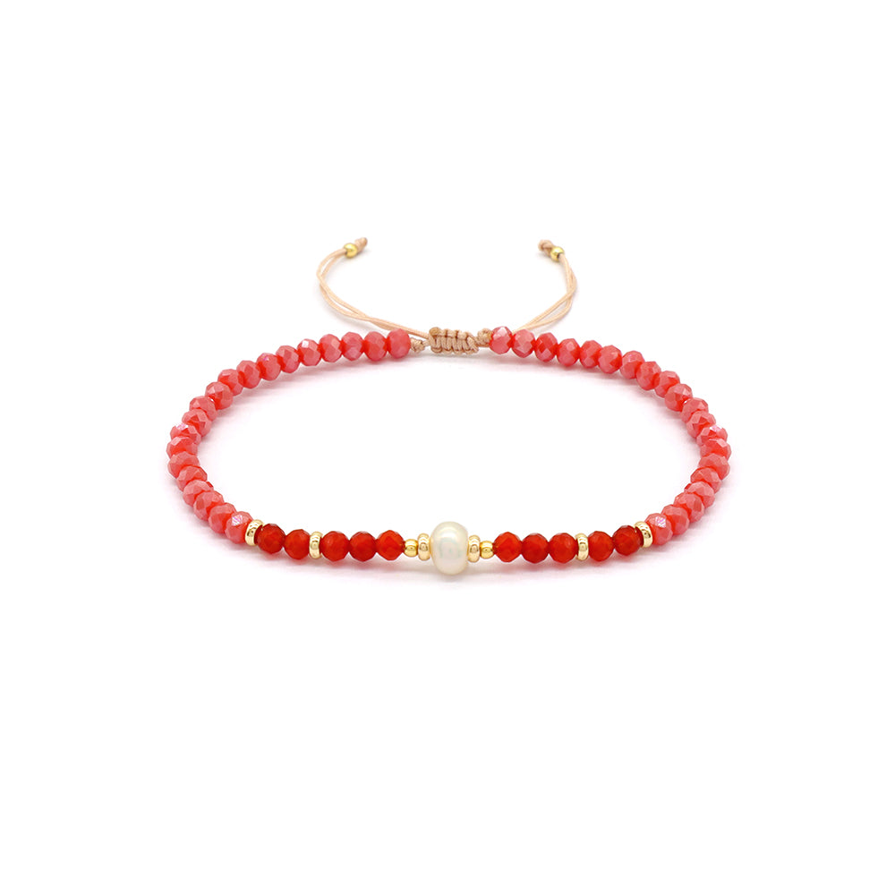 OEM Customized Fashion Handmade Wholesale Women Macrame Gold Plated Charm Adjustable Fresh Water Pearl Natural Stone Bracelet