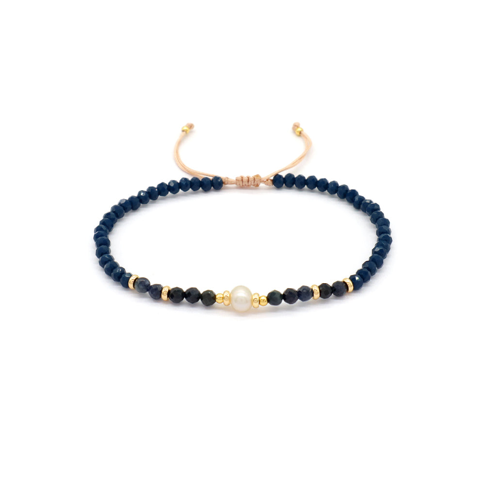 OEM Customized Fashion Handmade Wholesale Women Macrame Gold Plated Charm Adjustable Fresh Water Pearl Natural Stone Bracelet