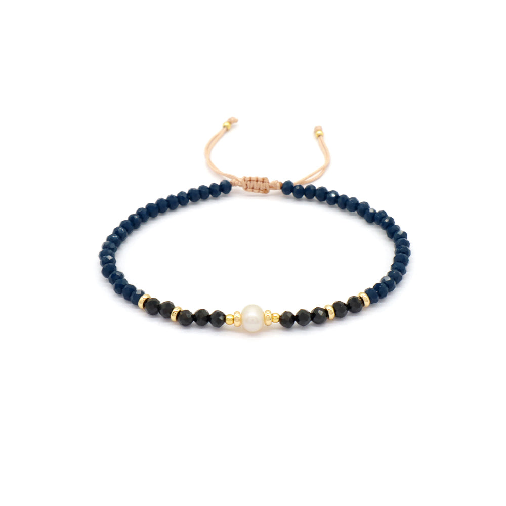 OEM Customized Fashion Handmade Wholesale Women Macrame Gold Plated Charm Adjustable Fresh Water Pearl Natural Stone Bracelet