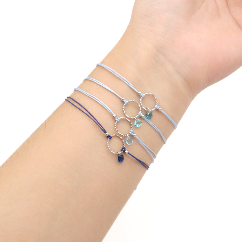 Manufacture Custom Various Color Handmade OEM Fashion Gift Braided Rope Adjustable 925 Silver Sterling Round Charm CZ Bracelet