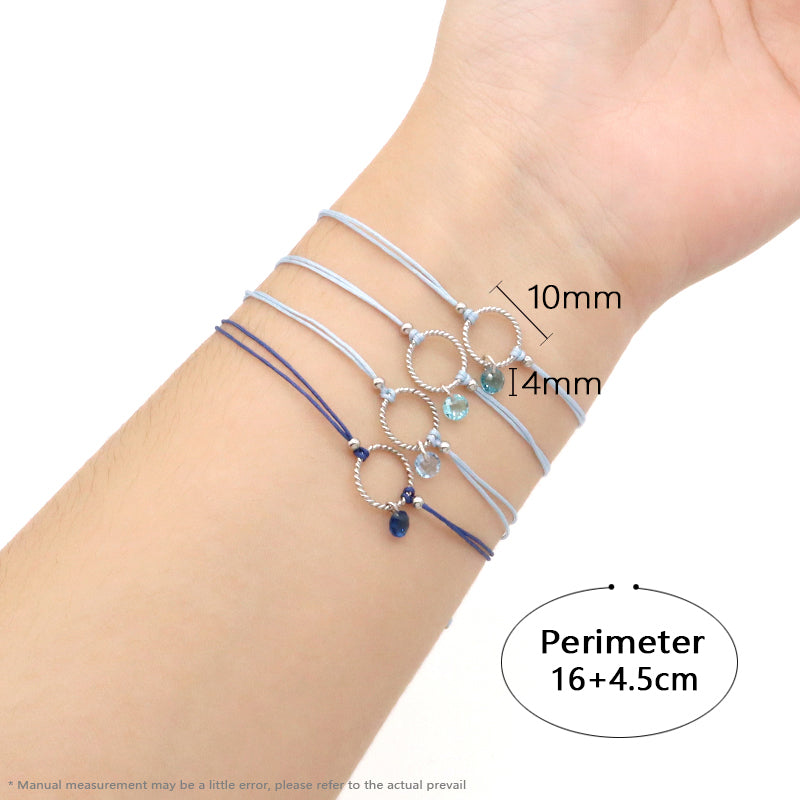 Manufacture Custom Various Color Handmade OEM Fashion Gift Braided Rope Adjustable 925 Silver Sterling Round Charm CZ Bracelet