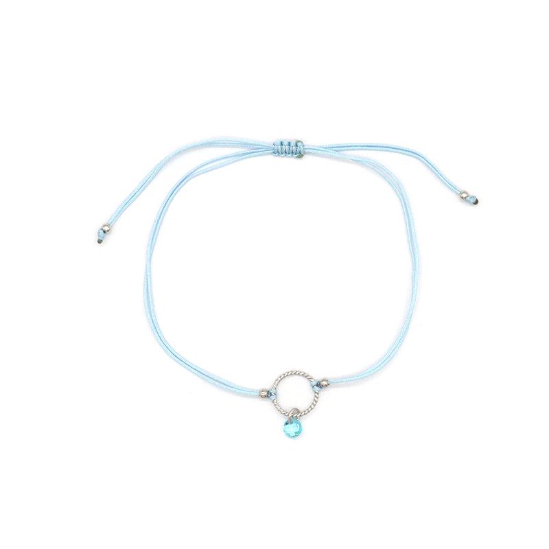Manufacture Custom Various Color Handmade OEM Fashion Gift Braided Rope Adjustable 925 Silver Sterling Round Charm CZ Bracelet