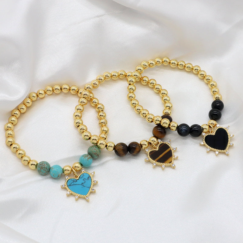 Hot Selling New Wholesale OEM Custom Handmade China Factory Fashion Gold Plated Bead Charm Natural Stone Bracelet For Gift Women