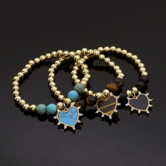 Hot Selling New Wholesale OEM Custom Handmade China Factory Fashion Gold Plated Bead Charm Natural Stone Bracelet For Gift Women