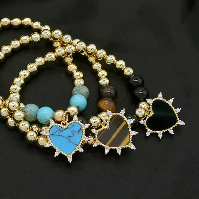 Hot Selling New Wholesale OEM Custom Handmade China Factory Fashion Gold Plated Bead Charm Natural Stone Bracelet For Gift Women