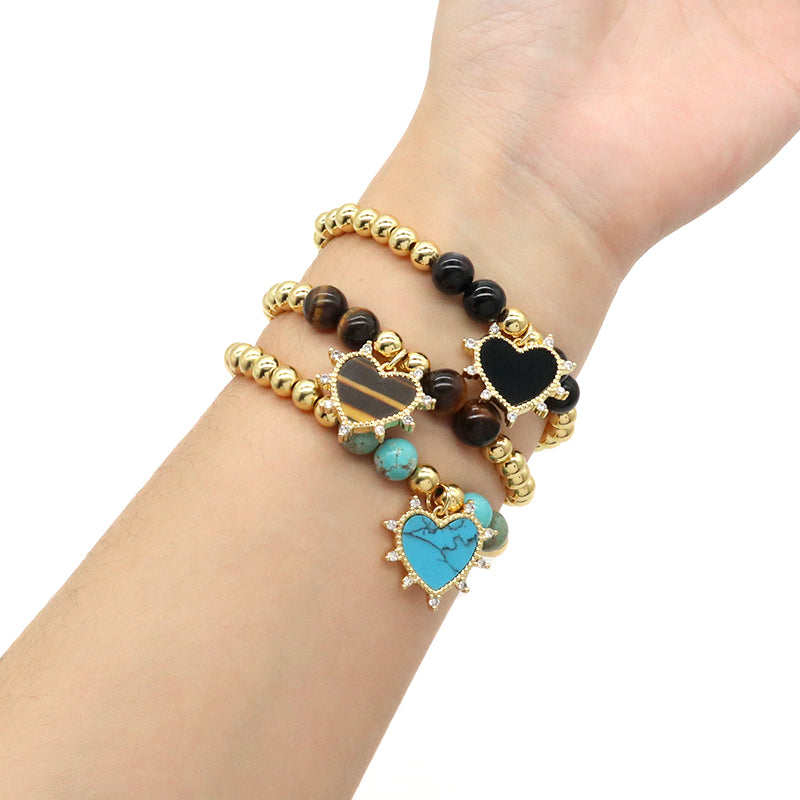 Hot Selling New Wholesale OEM Custom Handmade China Factory Fashion Gold Plated Bead Charm Natural Stone Bracelet For Gift Women