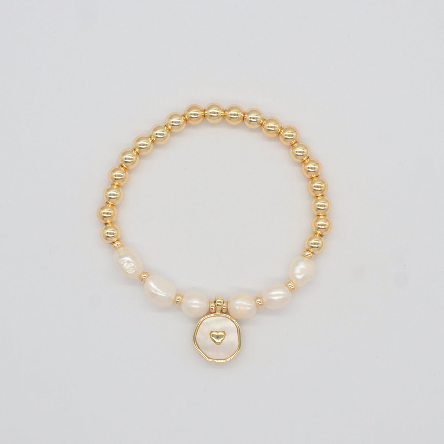 Gold Plated Brass Bead Handmade Custom Women Gift Natural Fresh Water Pearl Bracelet With Enamel Charm