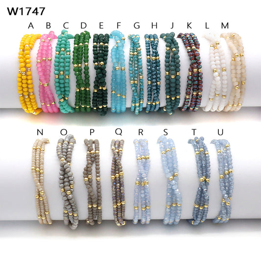 New Bulk Sale OEM Custom Handmade China Factory Fashion Gold Plated Bead Charm Glass Crystal Bracelet For Gift Women